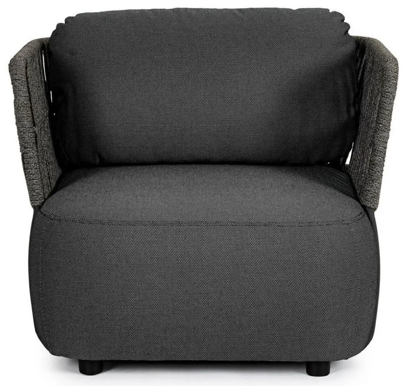Casa Padrino Luxus Gartensessel Anthrazit / Grau / Schwarz 92 x 86 x H. 79 cm - Wetterbeständiger Garten Sessel - Terrassen Sessel - Garten Möbel - Terrassen Möbel - Outdoor Möbel