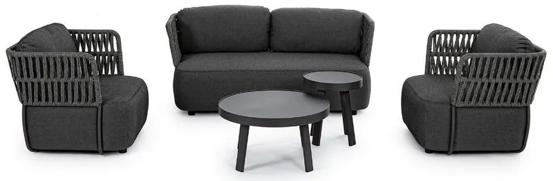 Casa Padrino Luxus Gartensessel Anthrazit / Grau / Schwarz 92 x 86 x H. 79 cm - Wetterbeständiger Garten Sessel - Terrassen Sessel - Garten Möbel - Terrassen Möbel - Outdoor Möbel