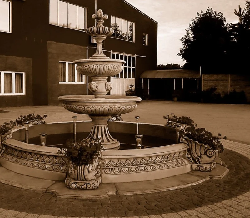 Casa Padrino Barock Springbrunnen Umrandung Grau Ø 545 x H. 58 cm - Prunkvolle Gartenbrunnen Umrandung - Barockstil Brunnen Umrandung - Gartendeko im Barockstil - Barock Garten Accessoires