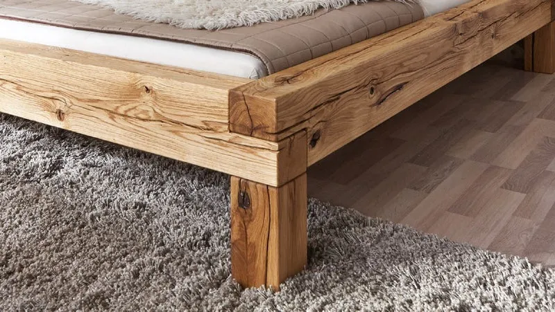 Casa Padrino Luxus Doppelbett Naturfarben - Verschiedene Größen - Massivholz Bett mit Kopfteil und Matratze - Schlafzimmer Möbel - Hotel Möbel - Luxus Möbel - Luxus Einrichtung