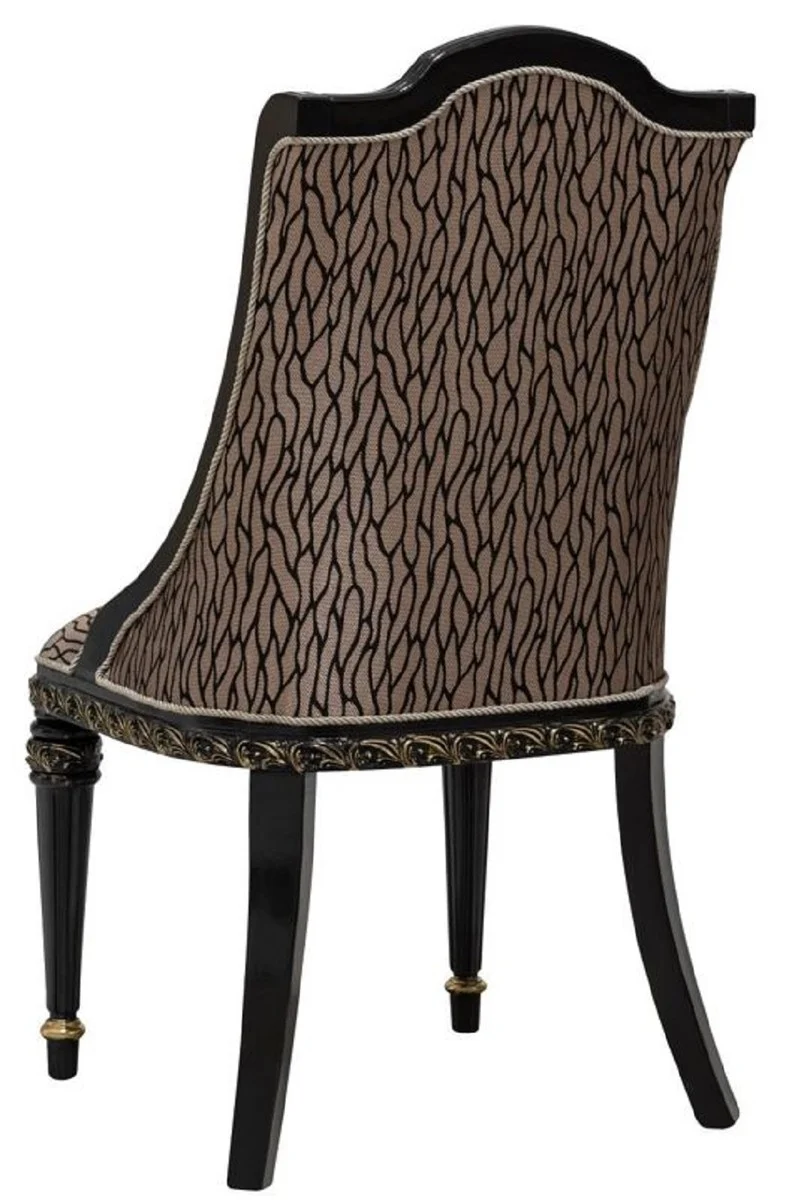 Casa Padrino Luxus Barock Esszimmerstuhl 6er Set Gold / Schwarz / Gold - Barockstil Küchenstühle mit Muster - Luxus Esszimmer Möbel im Barockstil - Barock Esszimmer Möbel - Barock Einrichtung