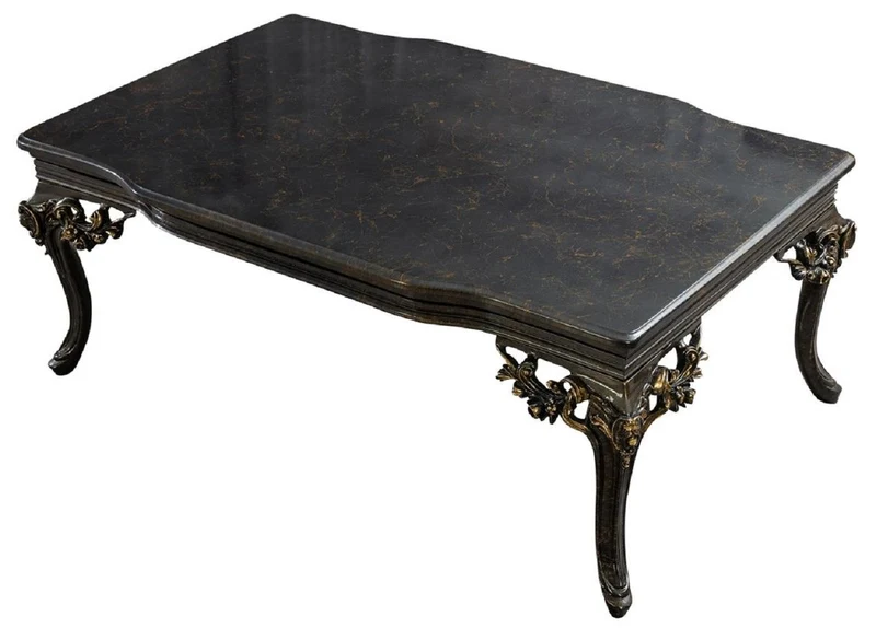 Casa Padrino Luxus Barock Couchtisch Grau / Gold - Handgefertigter Barockstil Wohnzimmertisch - Barockstil Wohnzimmer Möbel - Barock Möbel - Luxus Möbel im Barockstil - Edel & Prunkvoll