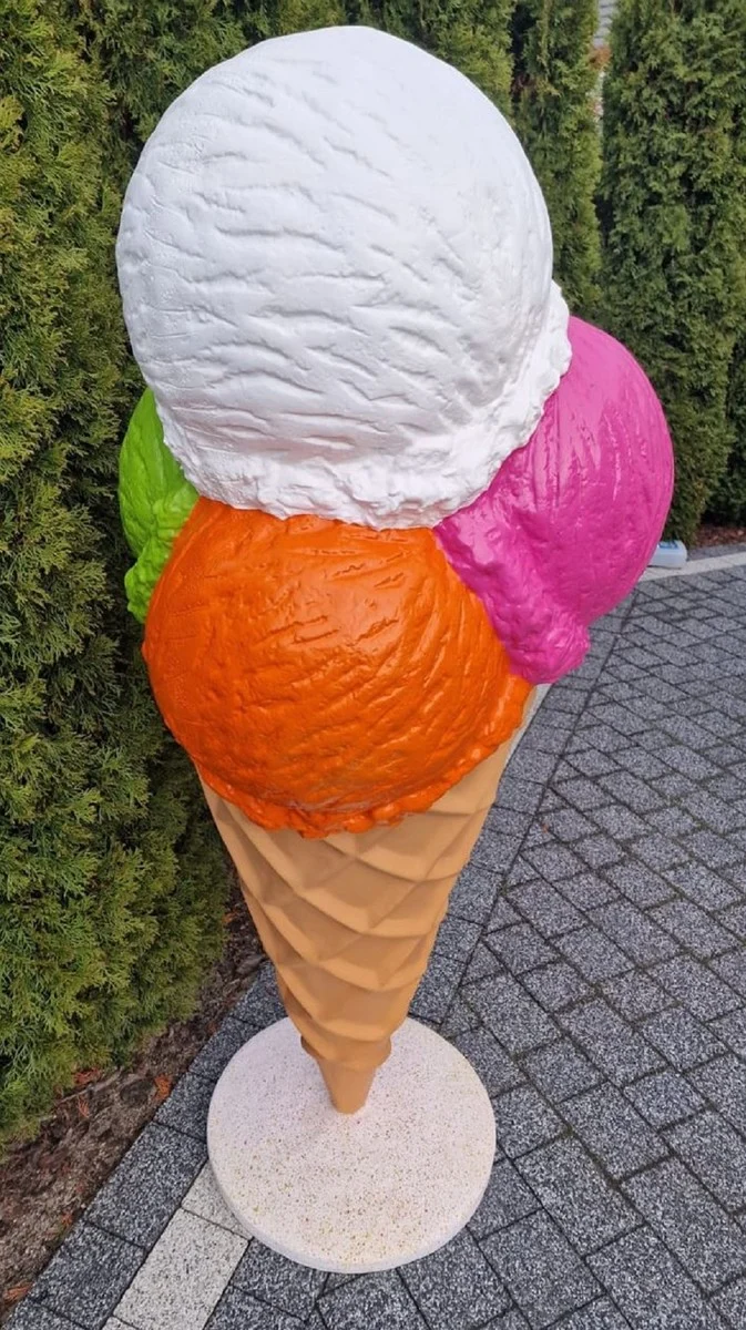 Casa Padrino Luxus Deko Eis im Hörnchen Mehrfarbig H. 185 cm - Großes Deko Eis - Wetterbeständiges XXL Deko Eis - Gastronomie Dekoration - Eisdielen Dekoration - Restaurant Dekoration