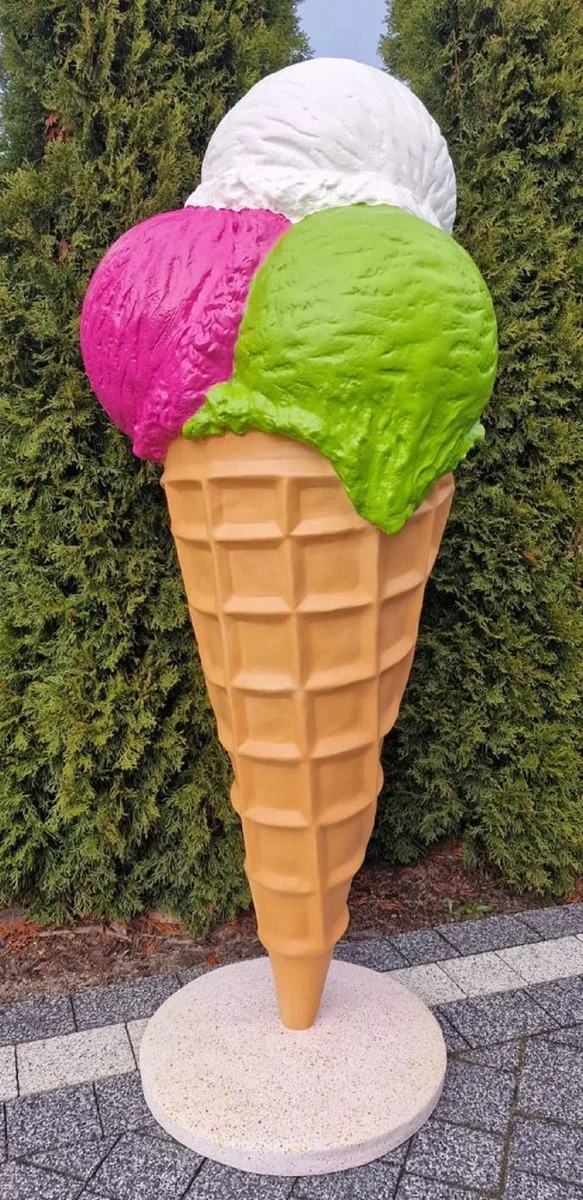Casa Padrino Luxus Deko Eis im Hörnchen Mehrfarbig H. 185 cm - Großes Deko Eis - Wetterbeständiges XXL Deko Eis - Gastronomie Dekoration - Eisdielen Dekoration - Restaurant Dekoration