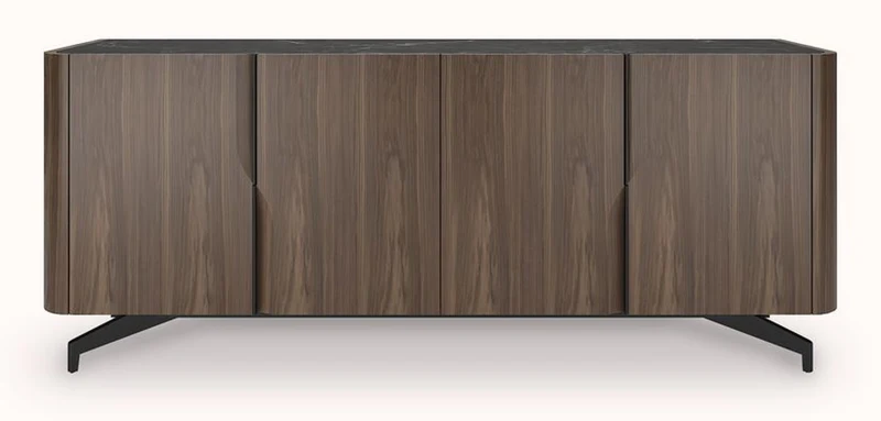Casa Padrino Luxus Sideboard Braun / Schwarz 220 x 50,8 x H. 87 cm - Massivholz Schrank mit 4 Türen - Massivholz Möbel - Luxus Möbel - Luxus Einrichtung