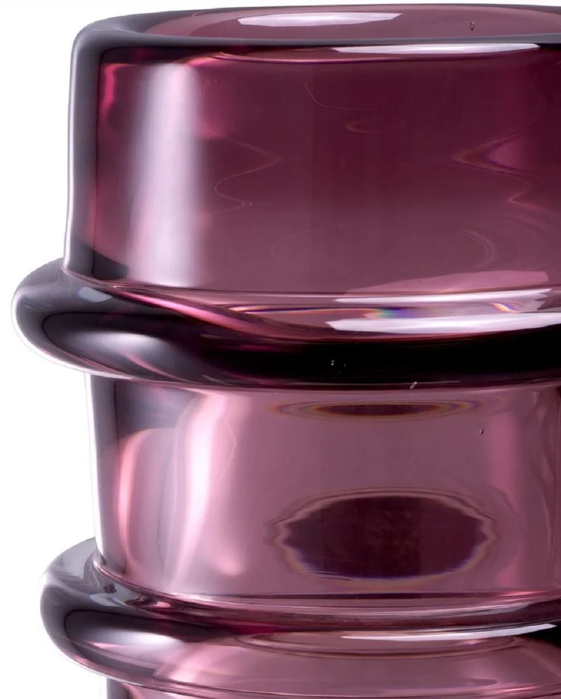 Casa Padrino Luxus Glas Vase Pink Ø 16 x H. 29,5 cm - Mundgeblasene Blumenvase - Runde Deko Blumenvase - Deko Accessoires - Deko Glas Vasen - Luxus Accessoires