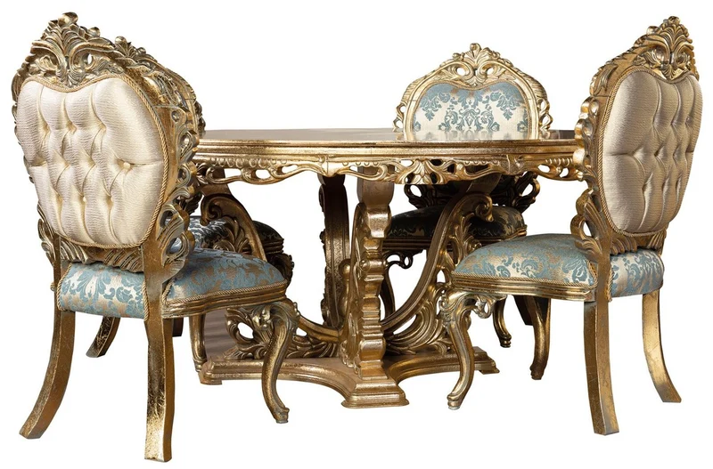 Casa Padrino Luxus Barock Esstisch Gold - Runder Barockstil Esszimmer Tisch - Runder Barockstil Küchen Tisch - Luxus Esszimmer Möbel im Barockstil - Barock Esszimmer Möbel