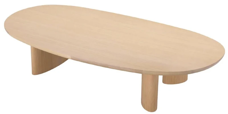 Casa Padrino Luxus Couchtisch Naturfarben 168,5 x 86,5 x H. 35,5 cm - Ovaler Massivholz Wohnzimmertisch - Wohnzimmer Möbel - Luxus Möbel - Luxus Einrichtung
