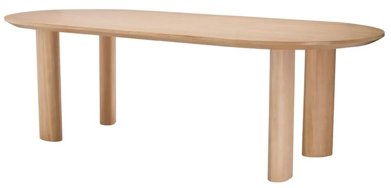 Casa Padrino Luxus Esstisch Naturfarben 244 x 109,5 x H. 77 cm - Ovaler Massivholz Küchentisch - Esszimmer Möbel - Küchen Möbel - Luxus Möbel - Luxus Einrichtung