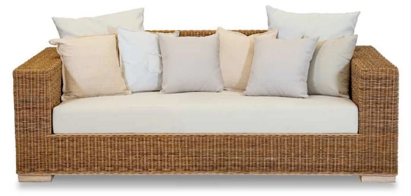Casa Padrino Luxus Gartensofa Braun / Creme / Mehrfarbig 200 x 90 x H. 70 cm - Wetterbeständiges Sofa mit Kissen - Pool Möbel - Garten Möbel - Hotel Möbel - Luxus Möbel - Made in Italy