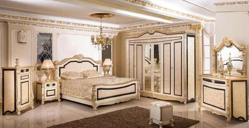 Casa Padrino Luxus Barock Nachtkommode Weiß / Beige / Schwarz / Gold - Prunkvoller Barockstil Nachttisch mit 3 Schubladen - Luxus Schlafzimmer Möbel im Barockstil - Barock Möbel - Barock Interior