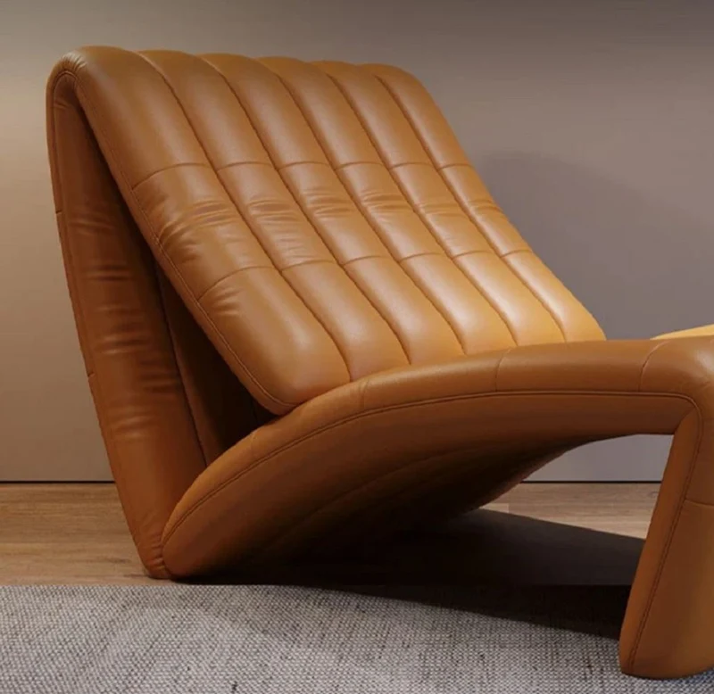 Casa Padrino Luxus Designer Leder Sessel Braun 75 x 135 x H. 80 cm - Echtleder Wohnzimmer Sessel - Hotel Sessel - Wohnzimmer Möbel - Hotel Möbel - Luxus Qualität - Made in Italy