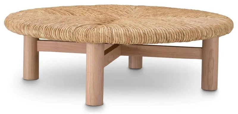 Casa Padrino Luxus Couchtisch Naturfarben Ø 100 x H. 30,5 cm - Runder Wohnzimmertisch - Wohnzimmer Möbel - Luxus Möbel - Luxus Einrichtung