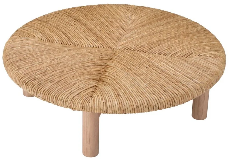Casa Padrino Luxus Couchtisch Naturfarben Ø 100 x H. 30,5 cm - Runder Wohnzimmertisch - Wohnzimmer Möbel - Luxus Möbel - Luxus Einrichtung