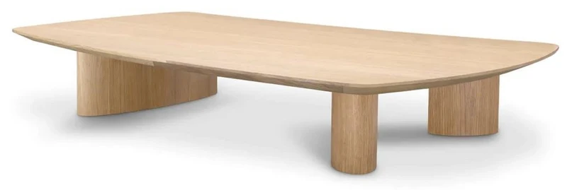 Casa Padrino Luxus Couchtisch Naturfarben 185 x 120 x H. 30 cm - Massivholz Wohnzimmertisch mit leicht gebogener Tischplatte - Wohnzimmer Möbel - Hotel Möbel - Luxus Möbel - Luxus Einrichtung