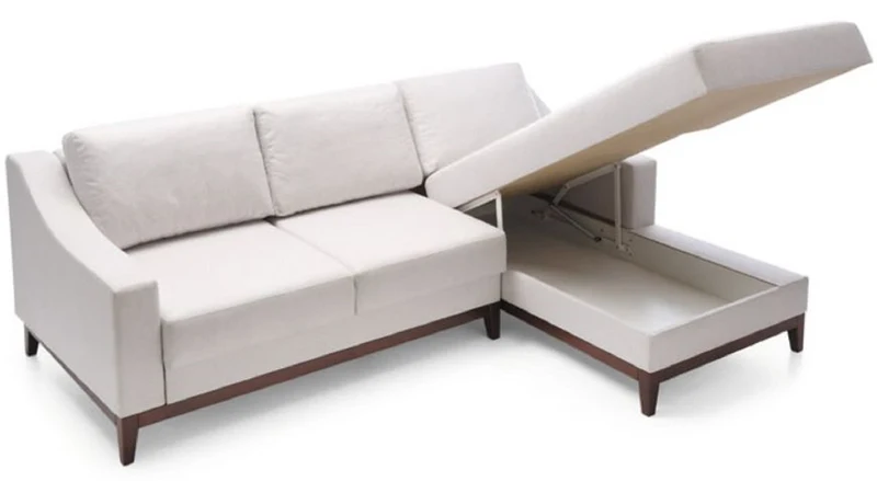 Casa Padrino Luxus Ecksofa Weiß / Dunkelbraun 225 x 173 x H. 77 cm - Wohnzimmer Sofa mit Schlaffunktion - Wohnzimmer Möbel - Luxus Möbel - Luxus Interior