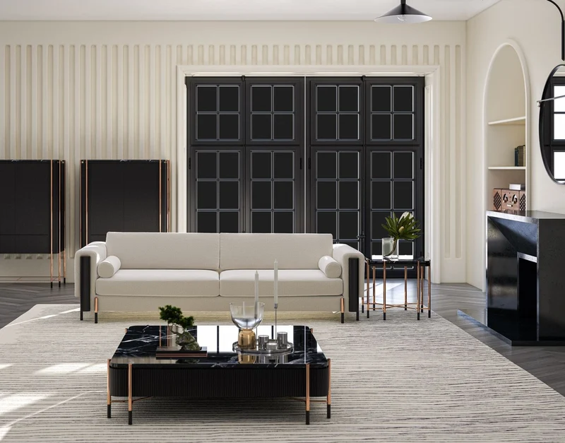 Casa Padrino Luxus Beistelltisch Schwarz / Matt Schwarz / Kupfer 59 x 59 x H. 55 cm - Quadratischer Tisch mit Marmorplatte - Wohnzimmer Möbel - Hotel Möbel - Luxus Möbel