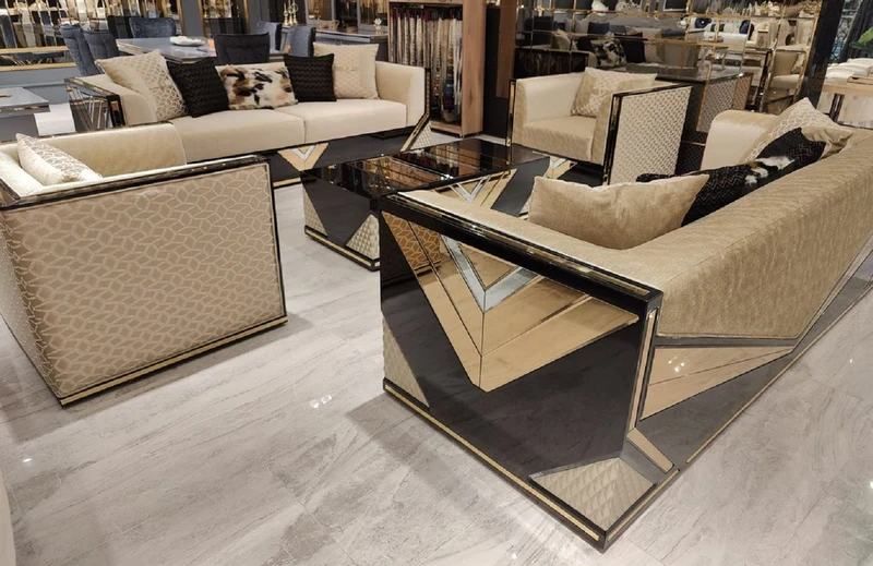 Casa Padrino Luxus 3er Sofa Gold / Schwarz - Wohnzimmer Sofa - Hotel Sofa - Wohnzimmer Möbel - Hotel Möbel - Luxus Möbel - Wohnzimmer Einrichtung - Luxus Einrichtung