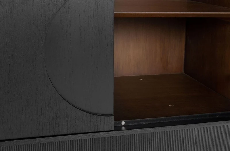 Casa Padrino Luxus Designer Schrank Schwarz 130 x 45 x H. 190 cm - Massivholz Regalschrank mit 3 Türen - Schlafzimmer Schrank - Wohnzimmer Schrank - Büro Schrank - Luxus Möbel
