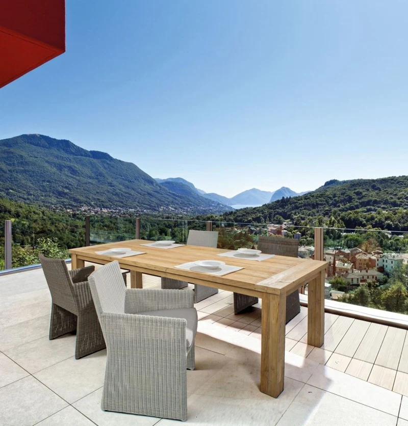 Casa Padrino Luxus Gartentisch Naturfarben 240 x 100 x H. 77 cm - Rechteckiger Garten Esstisch aus recyceltem Teakholz - Teakholz Garten Möbel - Luxus Garten Möbel