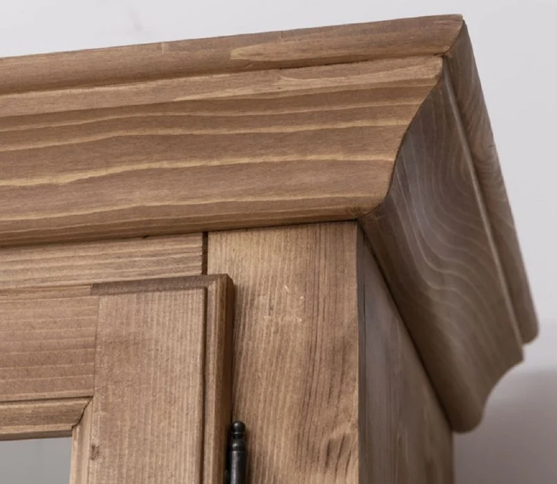 Casa Padrino Landhausstil Esszimmerschrank Naturfarben / Weiß 230 x 45 x H. 200 cm - Massivholz Küchenschrank - Esszimmer Möbel im Landhausstil - Landhausstil Esszimmer Einrichtung