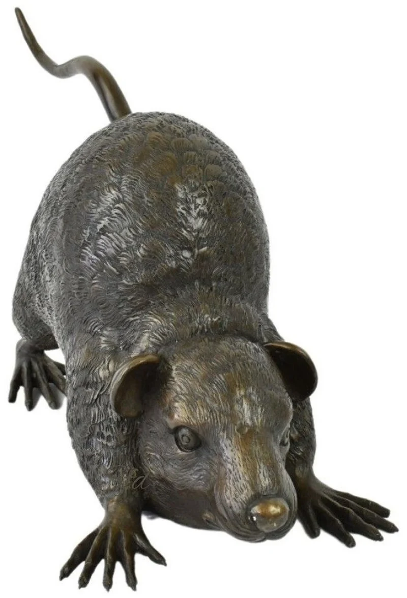 Casa Padrino Luxus Deko Skulptur Ratte Bronze 58 x 22 x H. 30 cm - Bronze Deko Skulptur - Bronze Deko Figur - Schreibtisch Deko - Wohnzimmer Deko - Luxus Qualität