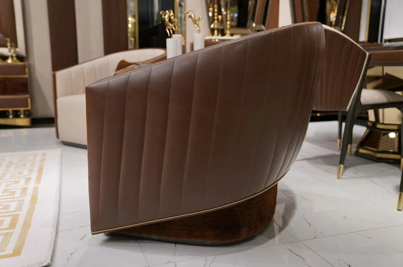 Casa Padrino Luxus Sessel Naturfarben / Braun / Grau - Wohnzimmer Sessel - Hotel Sessel - Wohnzimmer Möbel - Luxus Möbel - Wohnzimmer Einrichtung - Luxus Einrichtung - Möbel Luxus