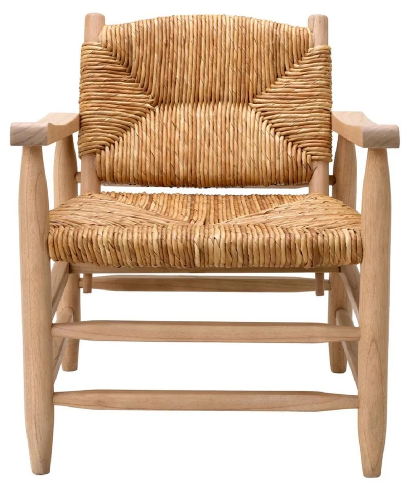 Casa Padrino Luxus Sessel Naturfarben 60,5 x 74 x H. 71 cm - Wohnzimmer Sessel - Hotel Sessel - Wohnzimmer Möbel - Luxus Möbel - Wohnzimmer Einrichtung - Luxus Einrichtung - Möbel Luxus