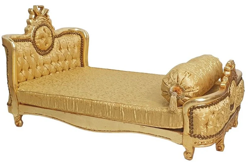Casa Padrino Barock Hundebett Gold Muster / Antik Gold - Handgefertigtes Antik Stil Hundebett - Prunkvolle Hunde Möbel im Barockstil - Antik Stil Tiermöbel - Barock Tiermöbel