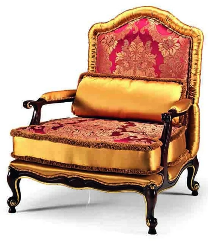 Casa Padrino Luxus Barock Sessel Bordeauxrot / Gold / Dunkelbraun - Barockstil Wohnzimmer Sessel - Barock Möbel - Barock Wohnzimmer & Hotel Möbel - Luxus Qualität - Made in Italy