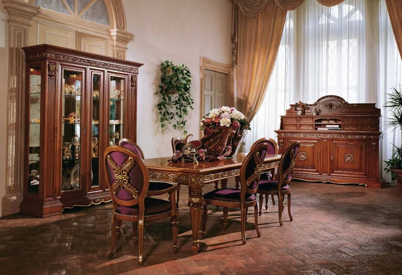 Casa Padrino Luxus Barock Esszimmer Stuhl Set Lila / Braun / Gold - Handgefertigtes Küchen Stühle 6er Set - Luxus Esszimmer Möbel im Barockstil - Barock Möbel - Luxus Qualität - Made in Italy