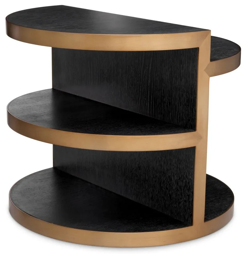 Casa Padrino Luxus Beistelltisch Schwarzgrau / Messing Ø 65 x H. 55,5 cm - Runder Wohnzimmer Massivholz Tisch - Wohnzimmer Möbel - Luxus Möbel - Luxus Kollektion