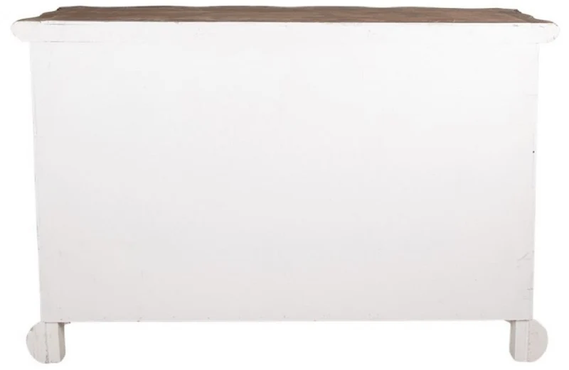 Casa Padrino Landhausstil Shabby Chic Kommode mit 6 Schubladen Grau / Beige / Gold / Braun 135 x 41 x H. 89 cm - Landhausstil Möbel - Shabby Chic Möbel - Landhausstil Einrichtung