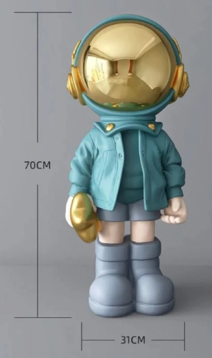 Casa Padrino Luxus Designer Deko Skulptur Astronaut Mehrfarbig / Gold 30 x H. 70 cm - Kunstharz Deko Figur - Wohnzimmer Deko - Luxus Designer Deko Accessoires - Luxus Qualität