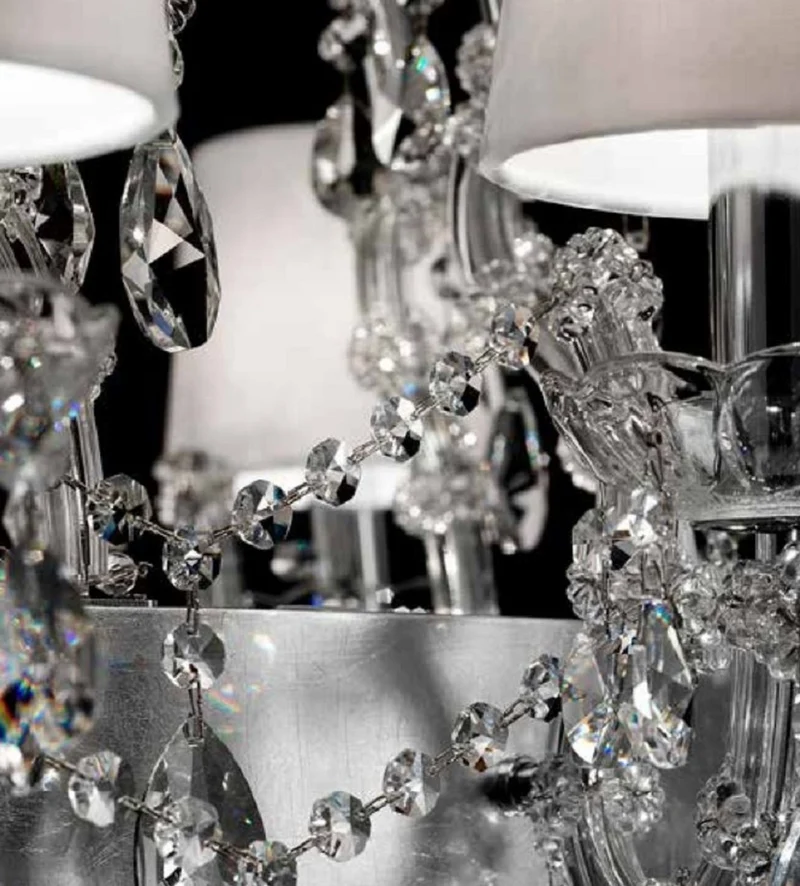 Casa Padrino Luxus Barock Kristallglas Kronleuchter Silber / Weiß 150 x 85 x H. 68 cm - Venezianischer Kronleuchter - Schloss Kronleuchter - Palast Kronleuchter - Luxus Qualität - Made in Italy
