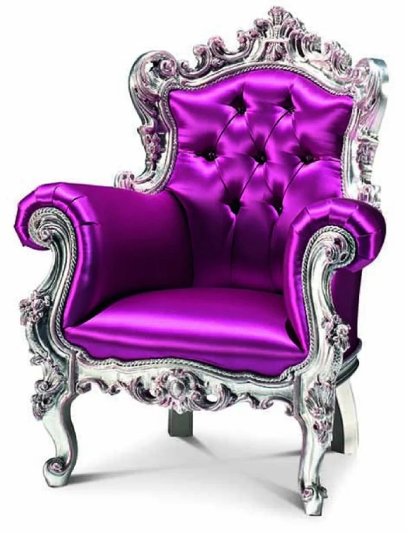 Casa Padrino Luxus Barock Kindersessel Fuchsia / Silber - Barockstil Kinderzimmer Sessel mit Swarovski Kristallglas - Barock Kinder Möbel - Barock Kinderzimmer Möbel - Luxus Qualität - Made in Italy