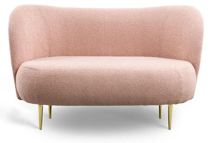 Casa Padrino Luxus Wohnzimmer Set Rosa / Gold - 2 Luxus Sofas mit gebogener Rückenlehne & 2 Luxus Sessel mit gebogener Rückenlehne - Wohnzimmer Möbel - Luxus Möbel - Luxus Einrichtung