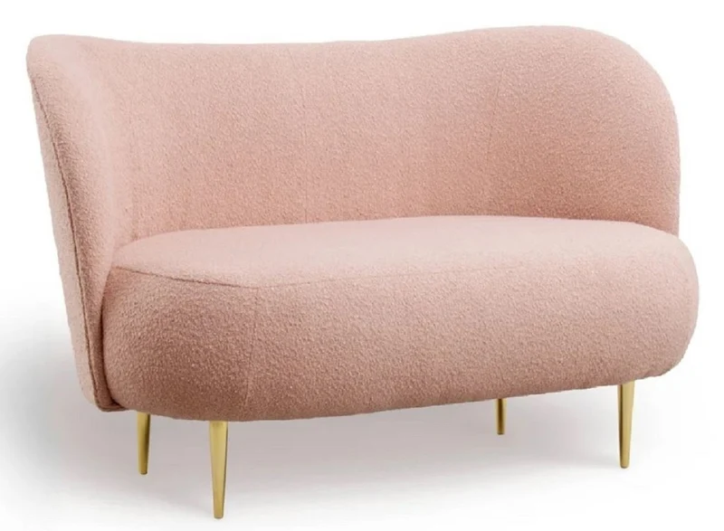 Casa Padrino Luxus Wohnzimmer Set Rosa / Gold - 2 Luxus Sofas mit gebogener Rückenlehne & 2 Luxus Sessel mit gebogener Rückenlehne - Wohnzimmer Möbel - Luxus Möbel - Luxus Einrichtung