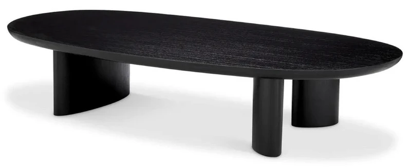 Casa Padrino Luxus Couchtisch Schwarz 168,5 x 86,5 x H. 35,5 cm - Ovaler Massivholz Wohnzimmertisch - Wohnzimmer Möbel - Luxus Möbel - Luxus Einrichtung