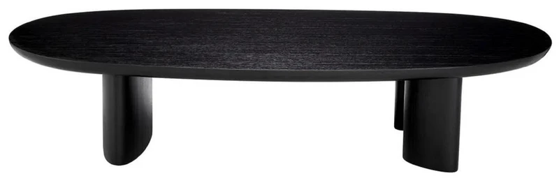 Casa Padrino Luxus Couchtisch Schwarz 168,5 x 86,5 x H. 35,5 cm - Ovaler Massivholz Wohnzimmertisch - Wohnzimmer Möbel - Luxus Möbel - Luxus Einrichtung