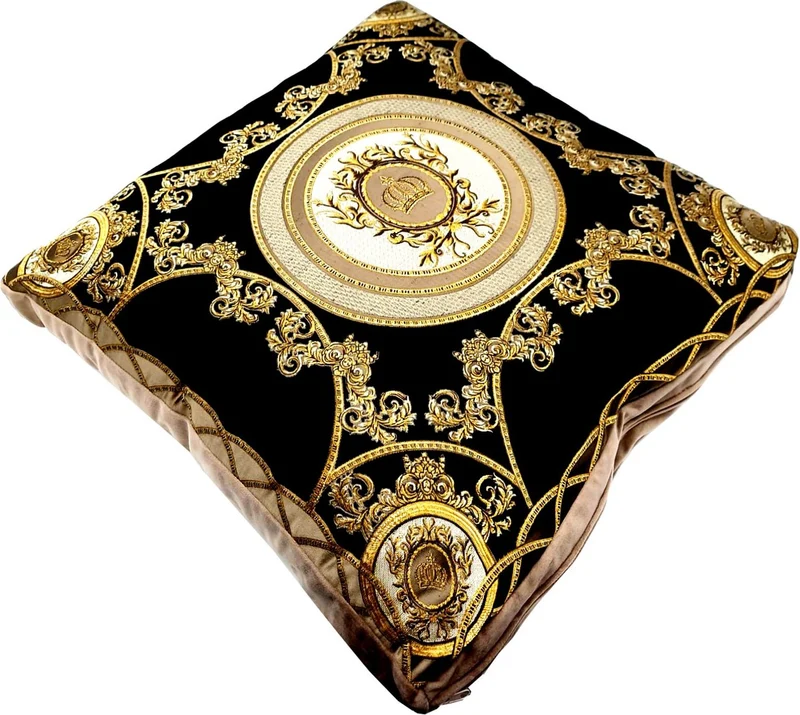 Harald Glööckler Luxus Deko Kissen Pompöös by Casa Padrino Schwarz / Creme / Braun / Gold - Glööckler Kissen - Designer Zierkissen - Harald Glööckler Designer Deko Accessoires - Luxus Qualität