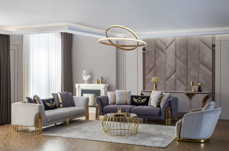Casa Padrino Luxus Sofa Lila / Gold 230 x 90 x H. 77 cm - Wohnzimmer Sofa - Hotel Sofa - Wohnzimmer Möbel - Hotel Möbel - Luxus Möbel - Wohnzimmer Einrichtung - Luxus Einrichtung