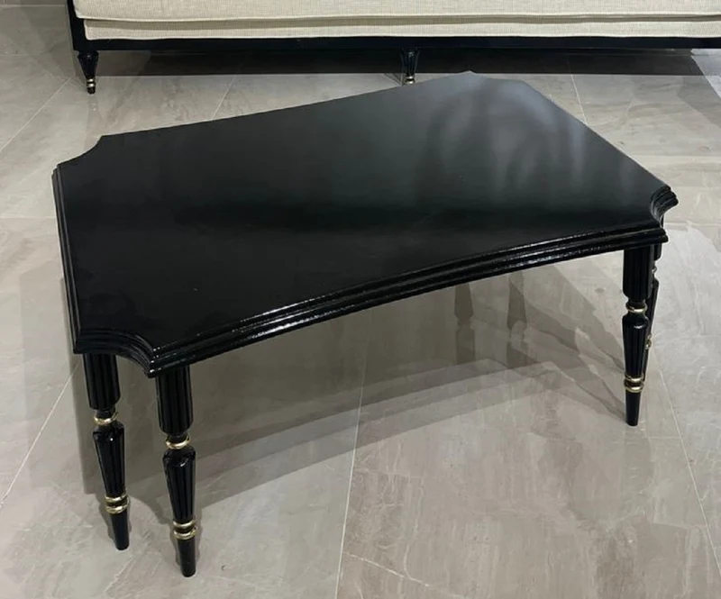 Casa Padrino Luxus Art Deco Wohnzimmer Set Naturfarben / Schwarz / Gold - 2 Art Deco Sofas & 2 Art Deco Sessel & 1 Art Deco Couchtisch - Wohnzimmer Möbel - Art Deco Möbel - Luxus Möbel