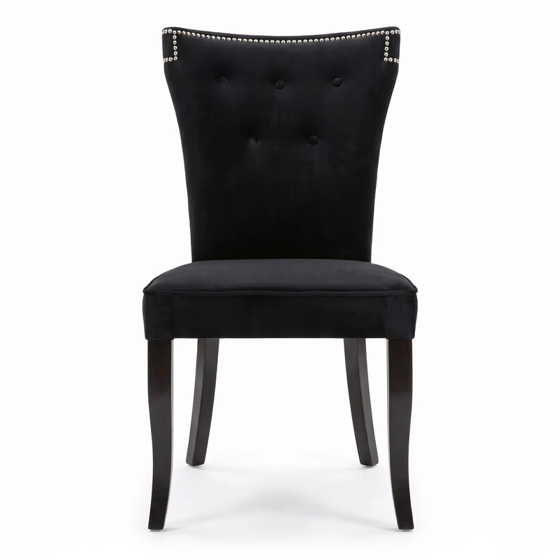 Casa Padrino Luxus Esszimmer Stuhl Schwarz / Silber - Küchenstuhl mit edlem Samtstoff - Esszimmer Möbel - Küchen Möbel - Luxus Möbel - Luxus Einrichtung