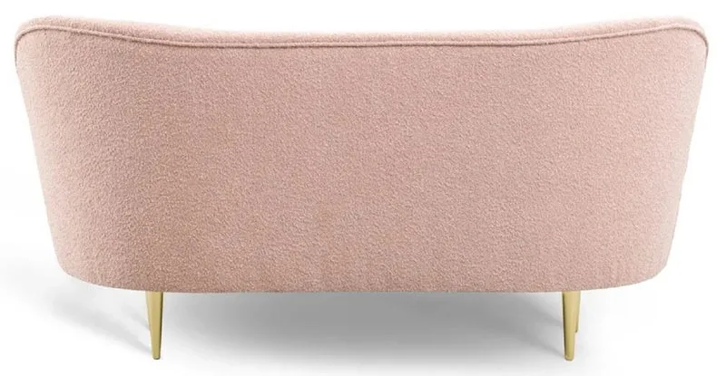 Casa Padrino Luxus 3er Sofa Rosa / Gold 180 x 72 x H. 80 cm - Wohnzimmer Sofa mit gebogener Rückenlehne - Wohnzimmer Möbel - Luxus Möbel - Wohnzimmer Einrichtung - Luxus Einrichtung