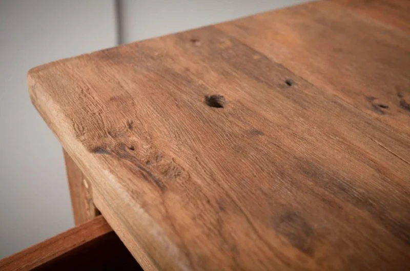 Casa Padrino Landhausstil Weinschrank mit Schublade und Weinflaschen Regal Naturfarben 56 x 31 x H. 81 cm - Barschrank aus recyceltem Massivholz - Bar Möbel - Landhausstil Möbel