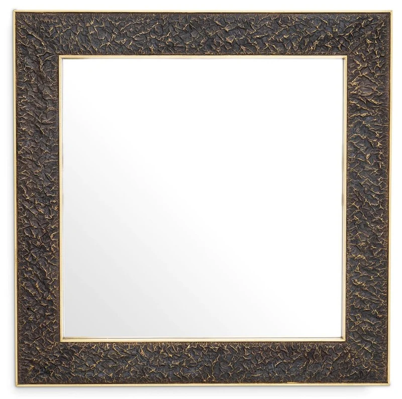Casa Padrino Luxus Wandspiegel Bronze / Antik Messing 100 x 3,5 x H. 100 cm - Quadratischer Spiegel - Wohnzimmer Spiegel - Schlafzimmer Spiegel - Garderoben Spiegel - Luxus Möbel - Luxus Interior