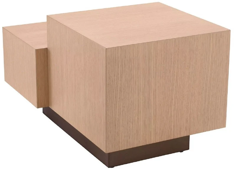 Casa Padrino Luxus Beistelltisch Naturfarben / Bronze 70,5 x 50 x H. 40,5 cm - Rechteckiger Wohnzimmer Tisch - Wohnzimmer Möbel - Luxus Möbel - Luxus Einrichtung
