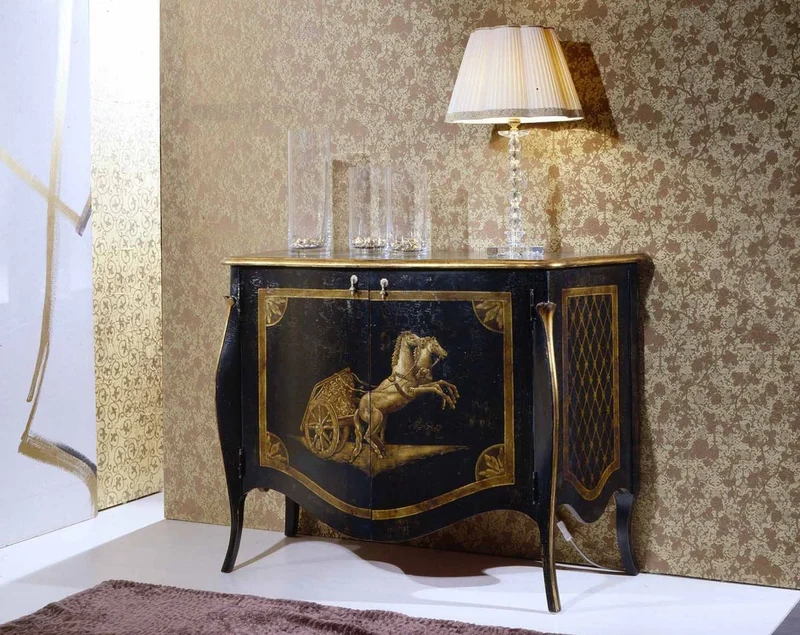 Casa Padrino Luxus Barock Sideboard Schwarz / Antik Gold - Handgefertigter Massivholz Schrank mit 2 Türen - Luxus Möbel Möbel im Barockstil - Barock Möbel - Luxus Qualität - Made in Italy