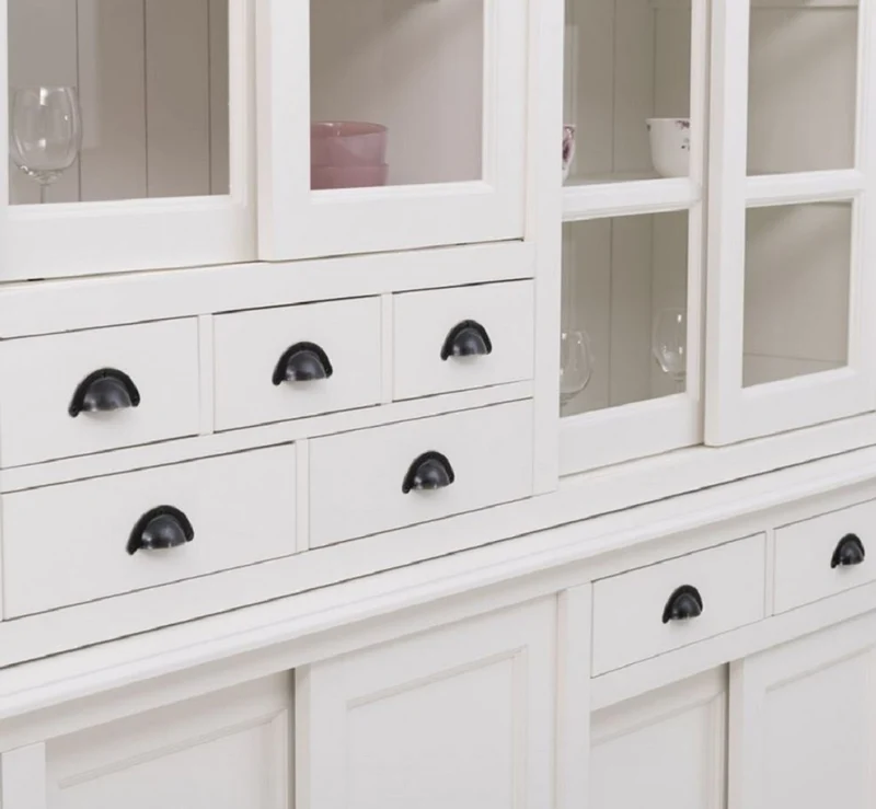 Casa Padrino Landhausstil Esszimmerschrank Weiß 280 x 55 x H. 225 cm - Massivholz Küchenschrank - Esszimmer Möbel im Landhausstil - Landhausstil Esszimmer Einrichtung